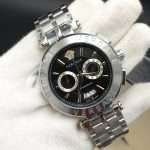 BLACK DIAL WITH SILVER CHAIN ( CHRONOGRAPH Working )