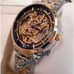 Automatic Watch Black Dial Silver Golden Chain