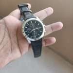 Black Dial Silver Case With Black Strap ( Master Lock )