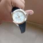 White Dial Rose Gold Case With Black Strap ( CHRONOGRAPH Working )