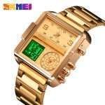 Original Skmei Triple Time Watch Gold Colour